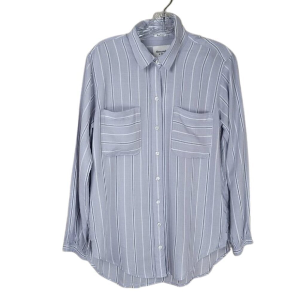 Abercrombie & Fitch Striped Button Up Boyfriend Shirt Relax Fit Classic Top